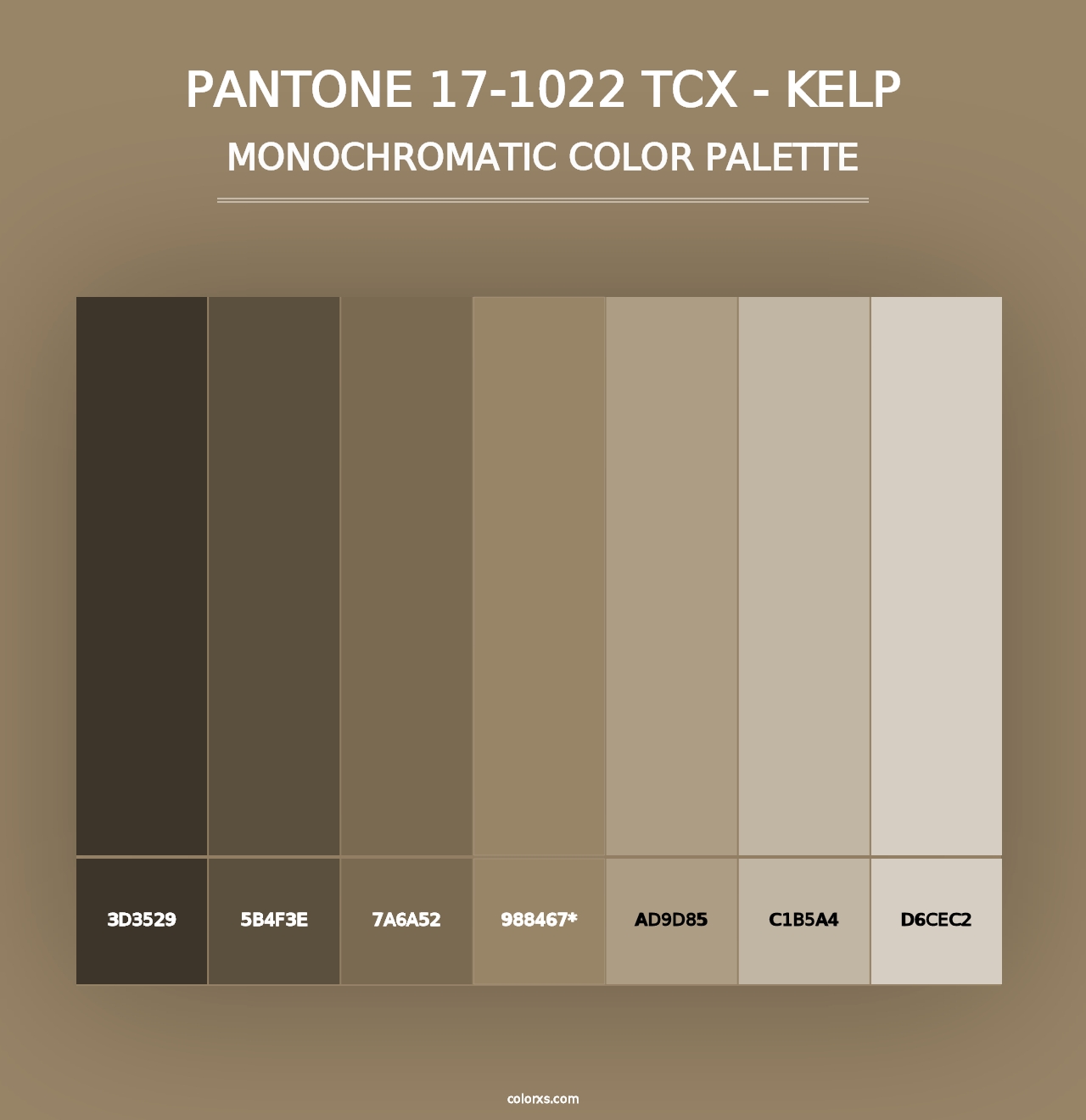 PANTONE 17-1022 TCX - Kelp - Monochromatic Color Palette