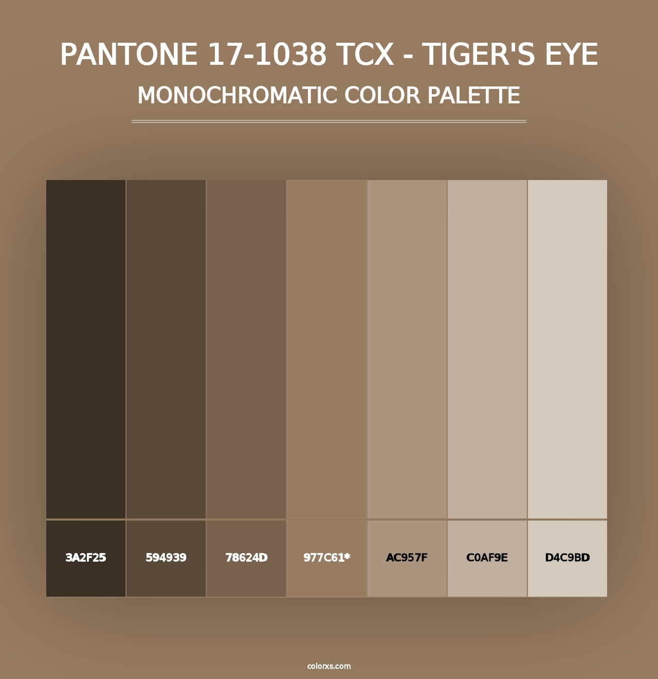 PANTONE 17-1038 TCX - Tiger's Eye - Monochromatic Color Palette