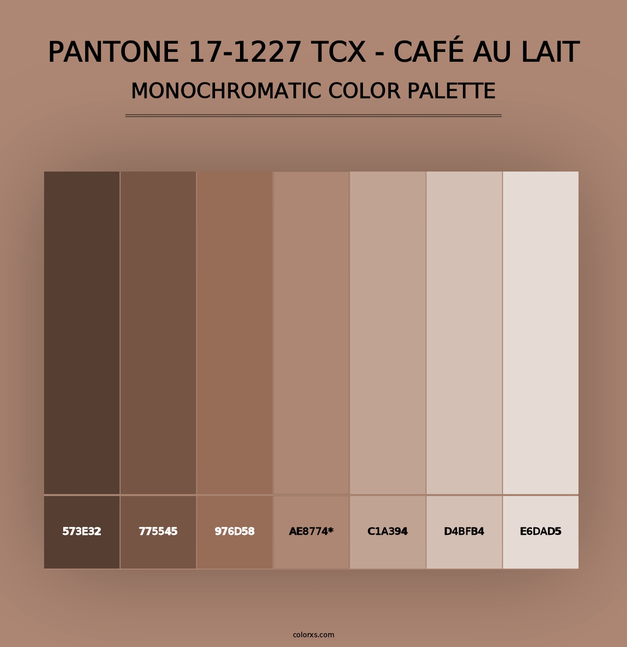 PANTONE 17-1227 TCX - Café au Lait - Monochromatic Color Palette