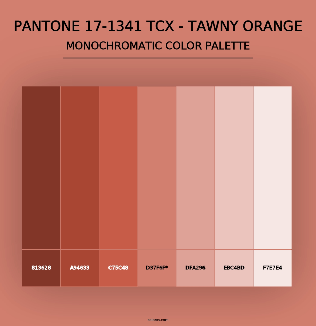 PANTONE 17-1341 TCX - Tawny Orange - Monochromatic Color Palette