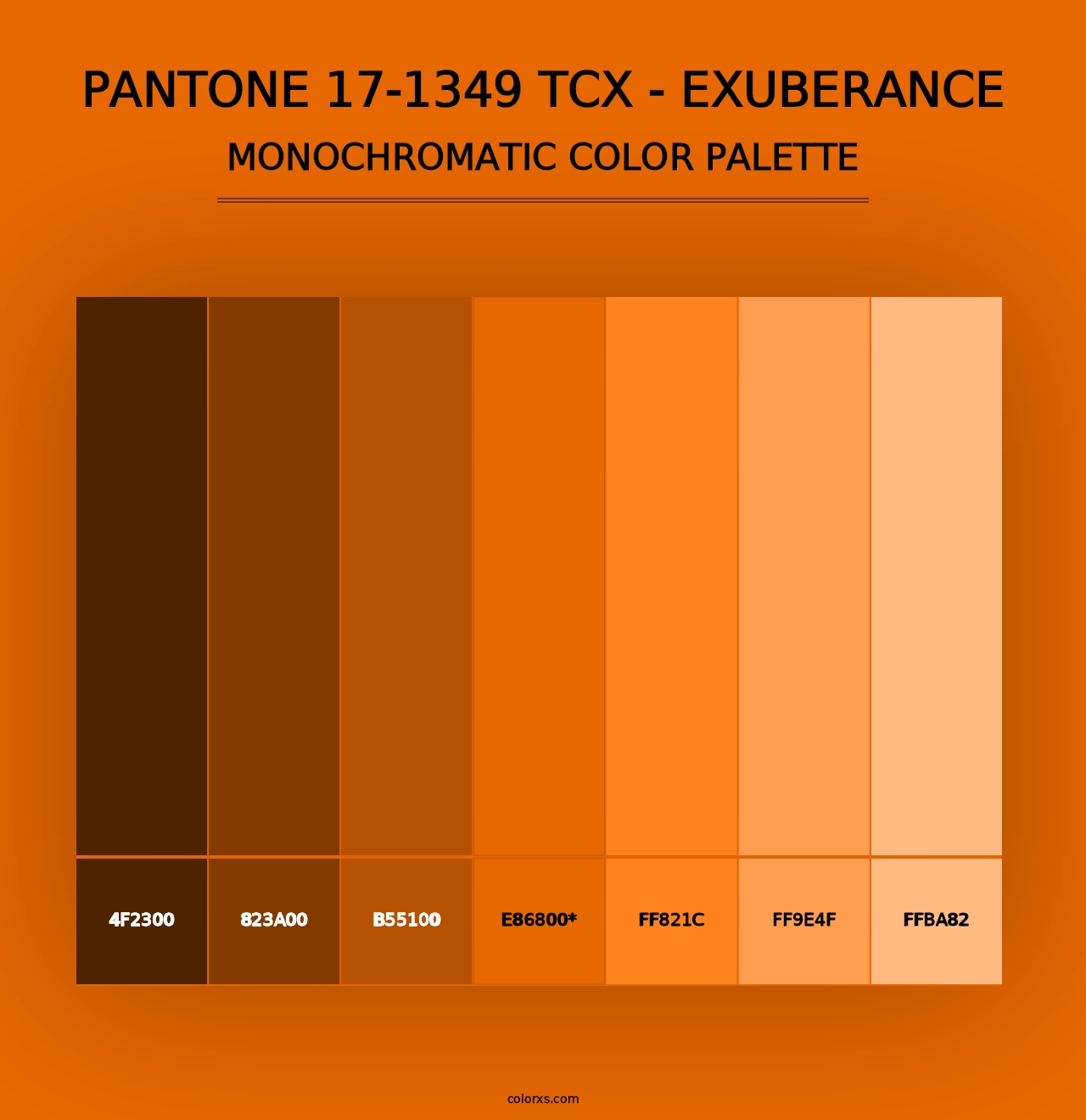 PANTONE 17-1349 TCX - Exuberance - Monochromatic Color Palette