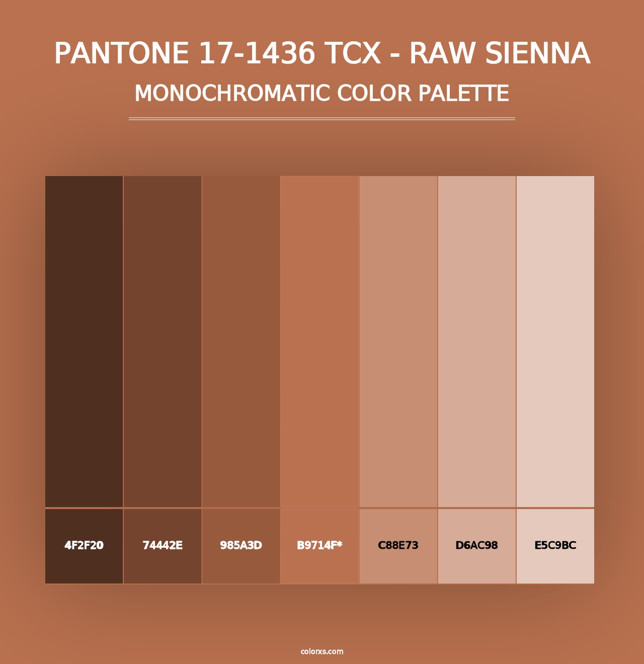 PANTONE 17-1436 TCX - Raw Sienna - Monochromatic Color Palette