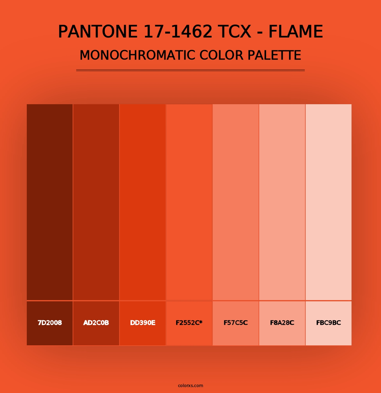 PANTONE 17-1462 TCX - Flame - Monochromatic Color Palette