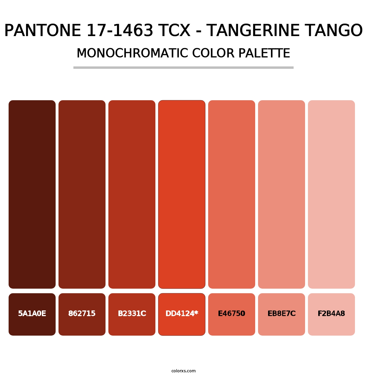 PANTONE 17-1463 TCX - Tangerine Tango - Monochromatic Color Palette