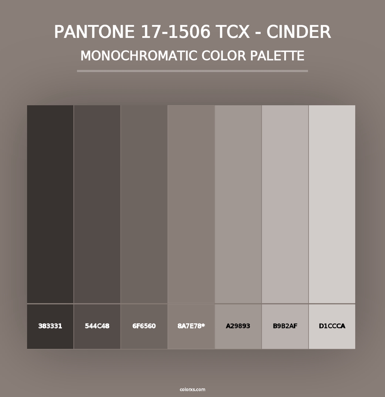 PANTONE 17-1506 TCX - Cinder - Monochromatic Color Palette