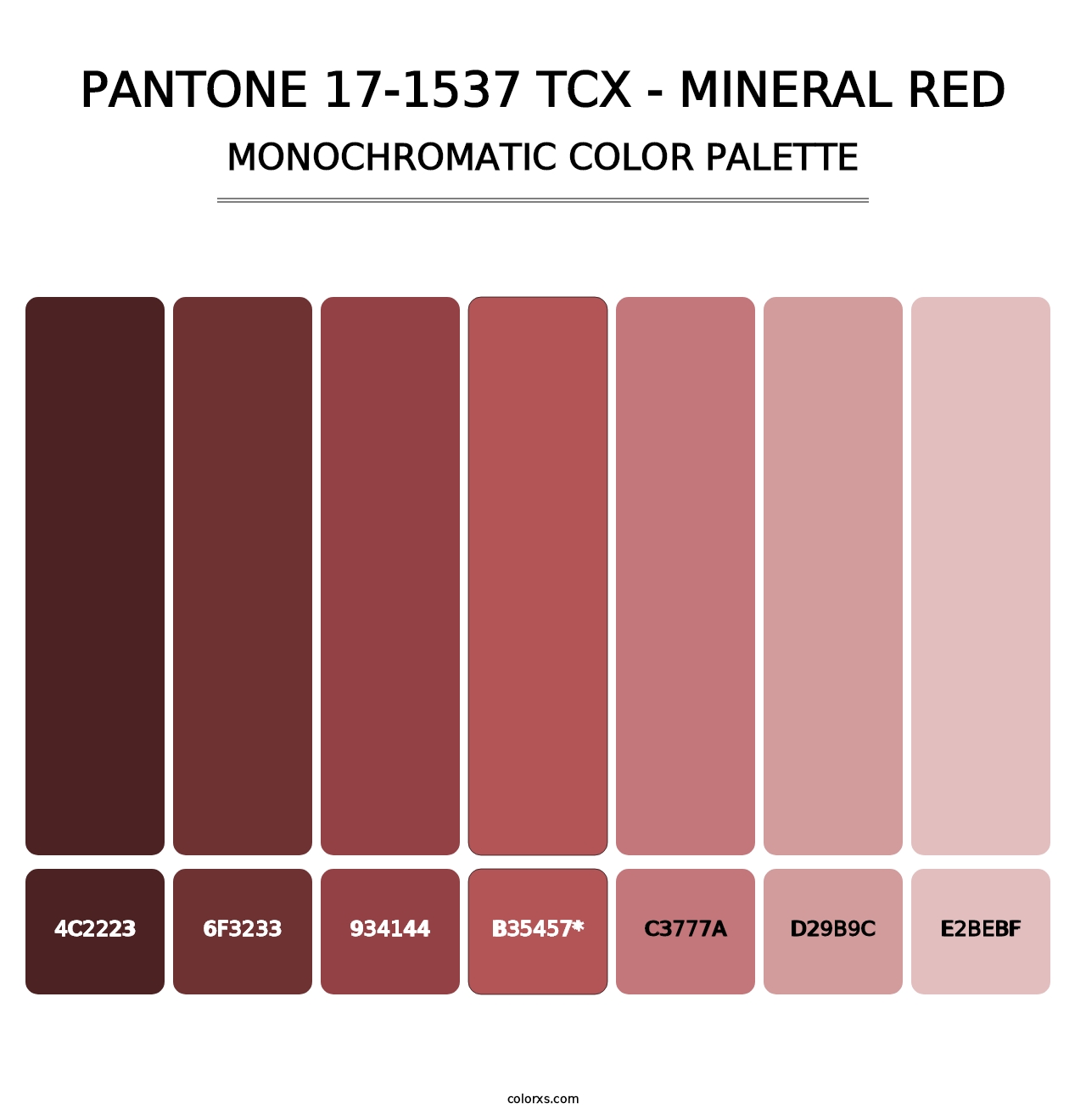 PANTONE 17-1537 TCX - Mineral Red - Monochromatic Color Palette