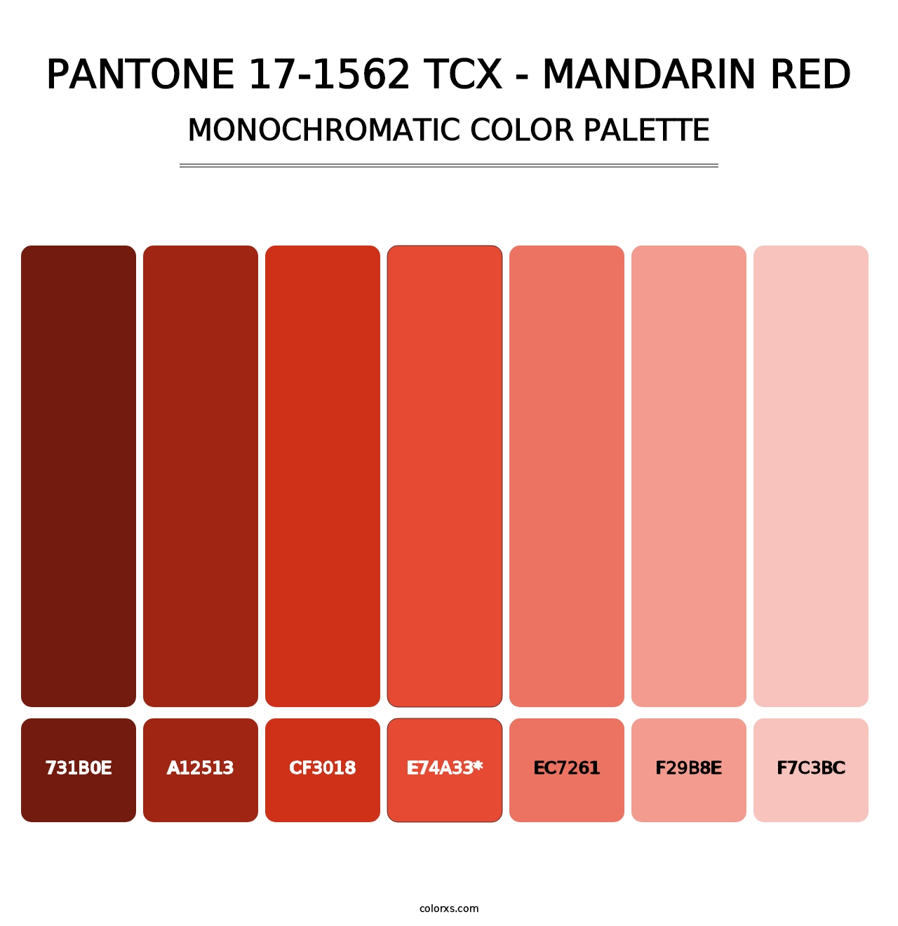 PANTONE 17-1562 TCX - Mandarin Red - Monochromatic Color Palette