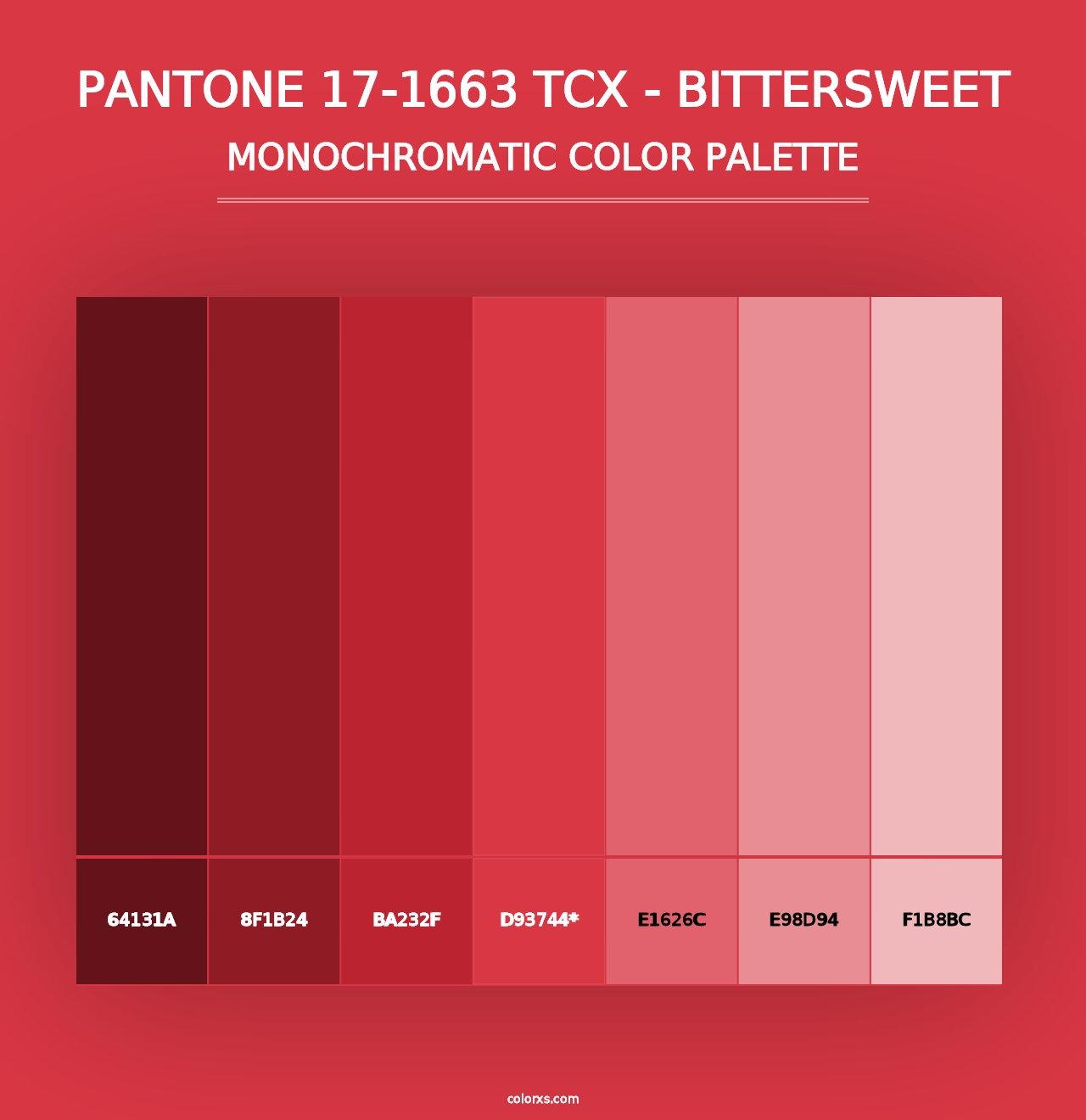 PANTONE 17-1663 TCX - Bittersweet - Monochromatic Color Palette