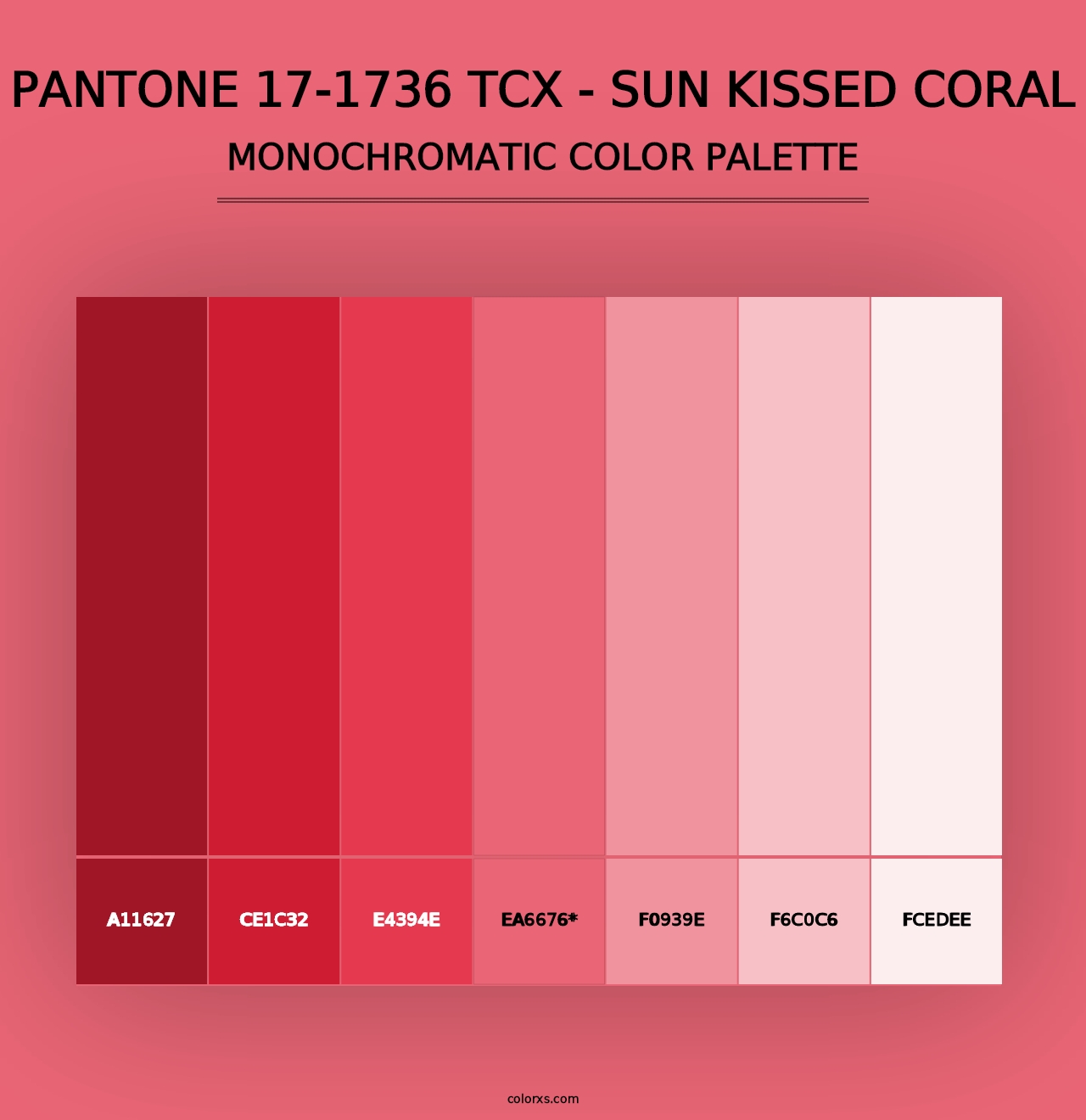 PANTONE 17-1736 TCX - Sun Kissed Coral - Monochromatic Color Palette