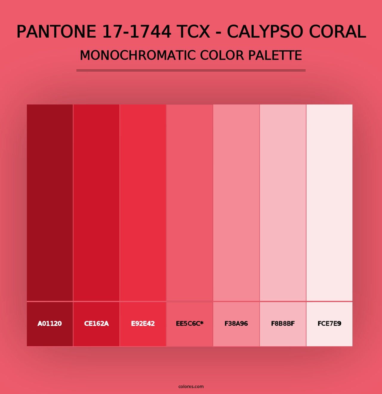 PANTONE 17-1744 TCX - Calypso Coral - Monochromatic Color Palette