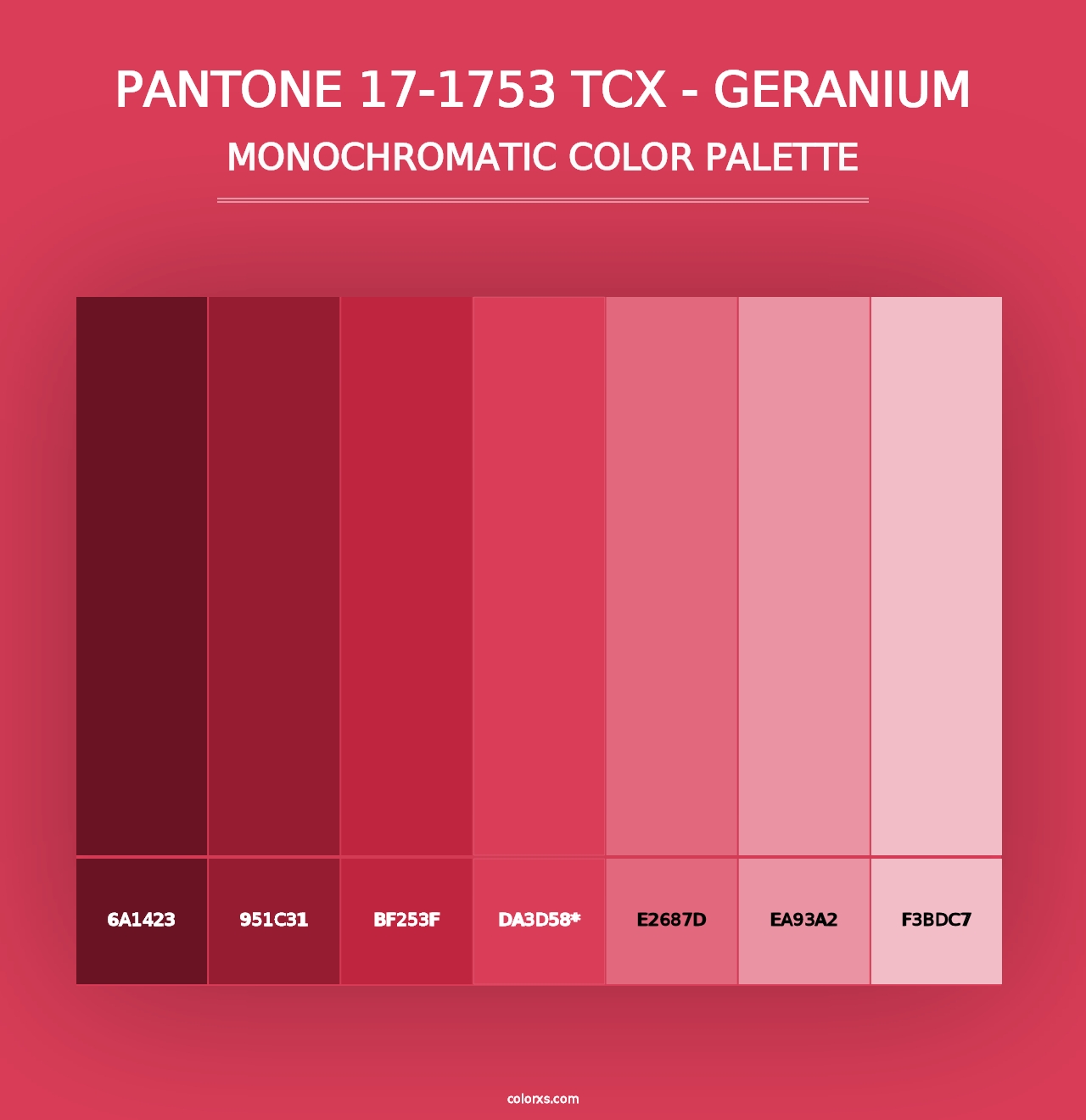 PANTONE 17-1753 TCX - Geranium - Monochromatic Color Palette