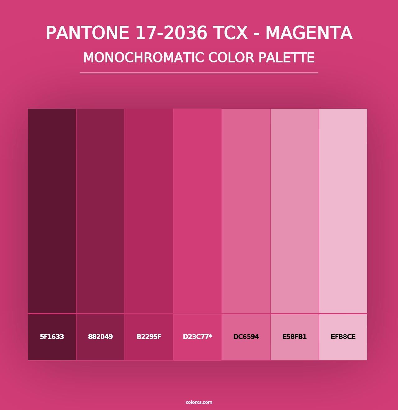 PANTONE 17-2036 TCX - Magenta - Monochromatic Color Palette