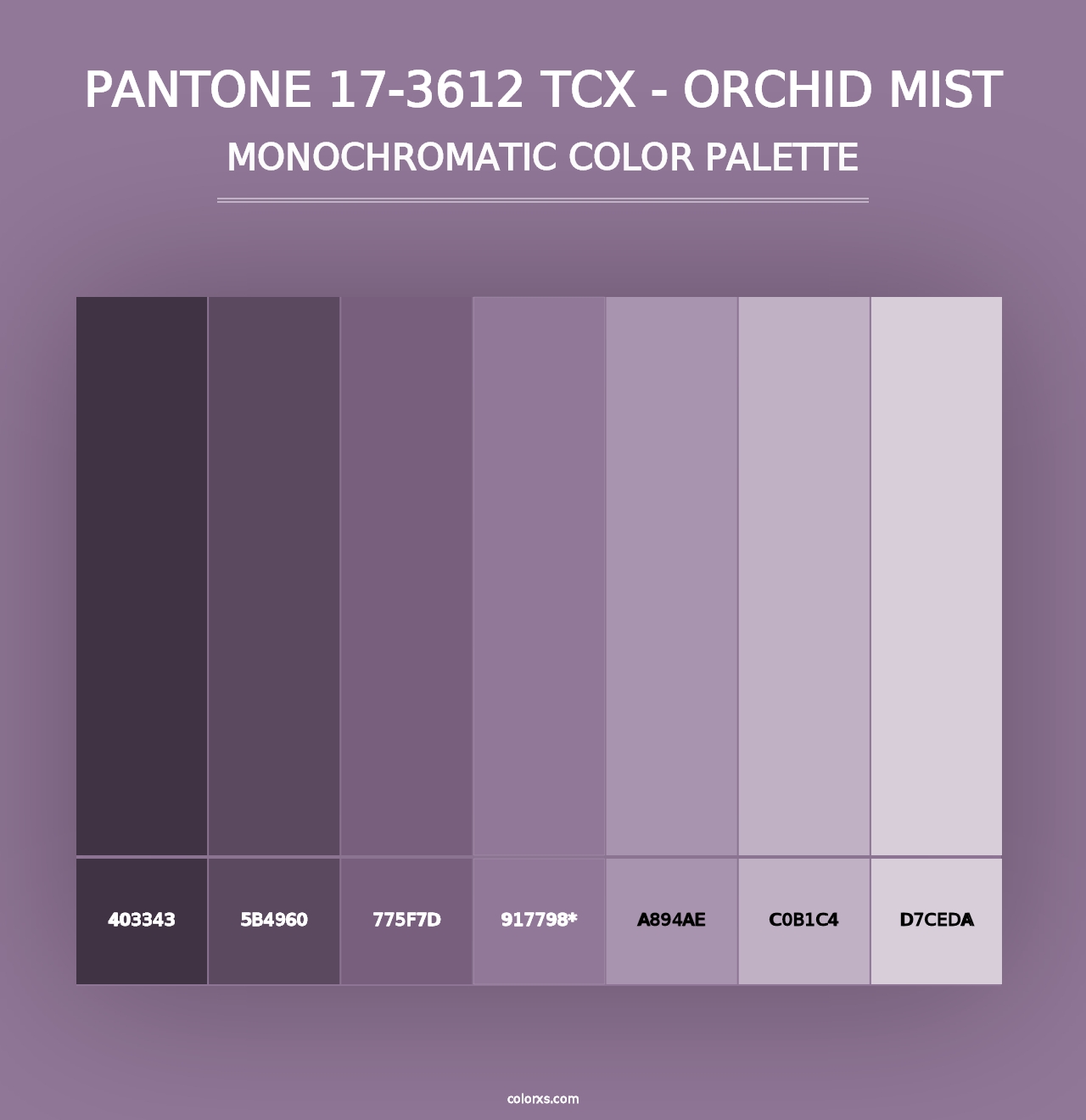 PANTONE 17-3612 TCX - Orchid Mist - Monochromatic Color Palette