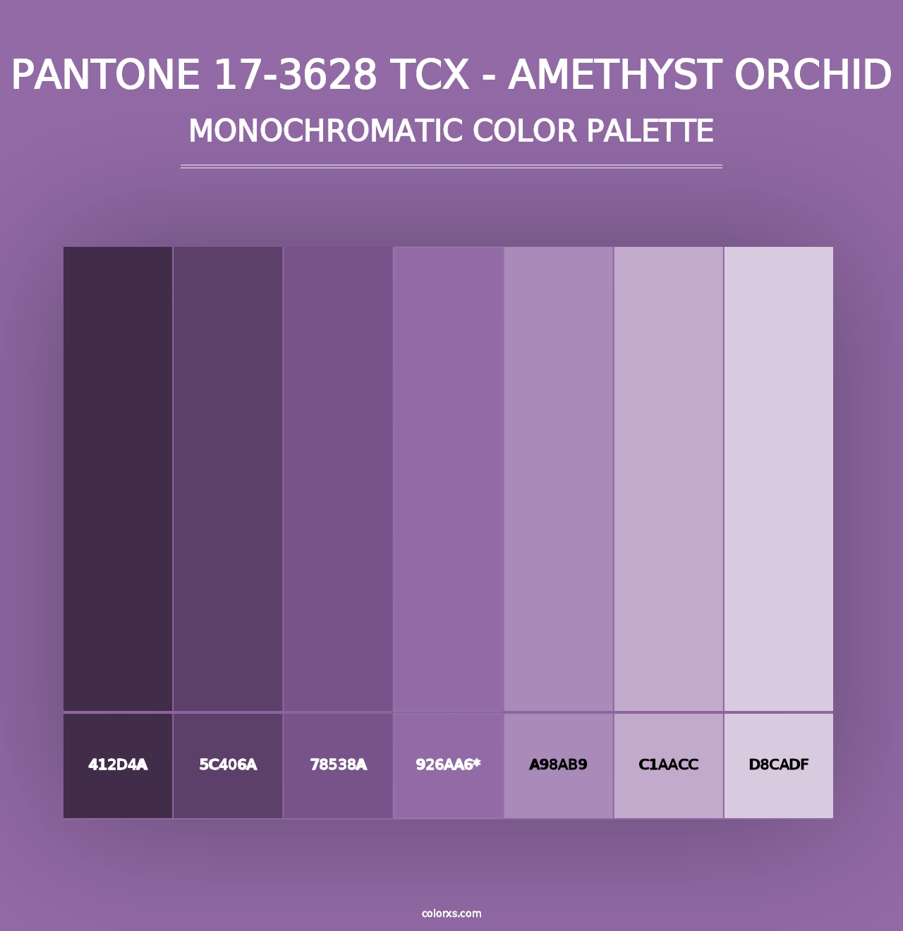 PANTONE 17-3628 TCX - Amethyst Orchid - Monochromatic Color Palette