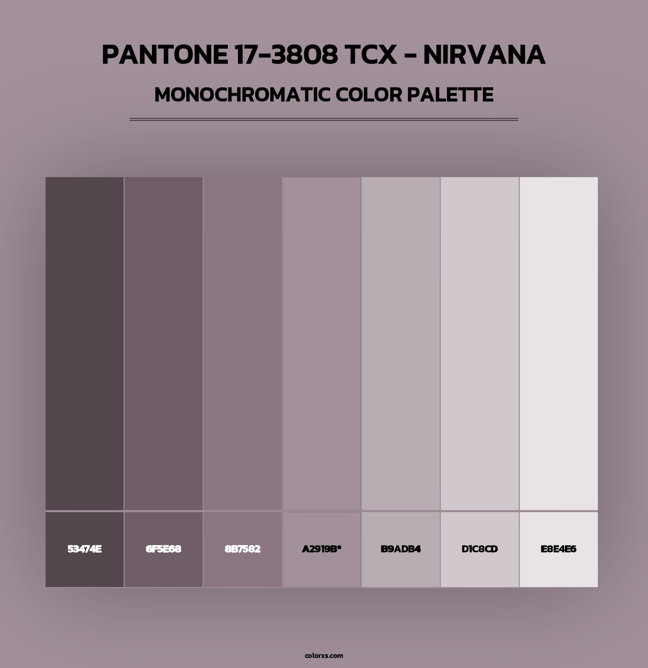 PANTONE 17-3808 TCX - Nirvana - Monochromatic Color Palette