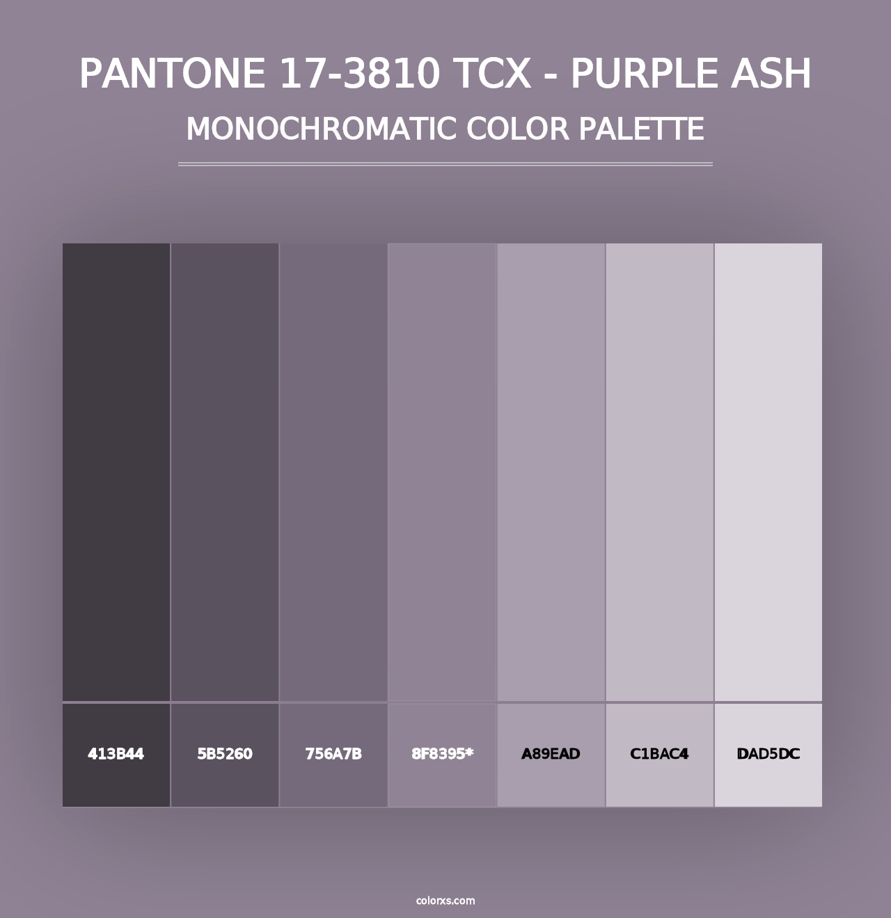 PANTONE 17-3810 TCX - Purple Ash - Monochromatic Color Palette