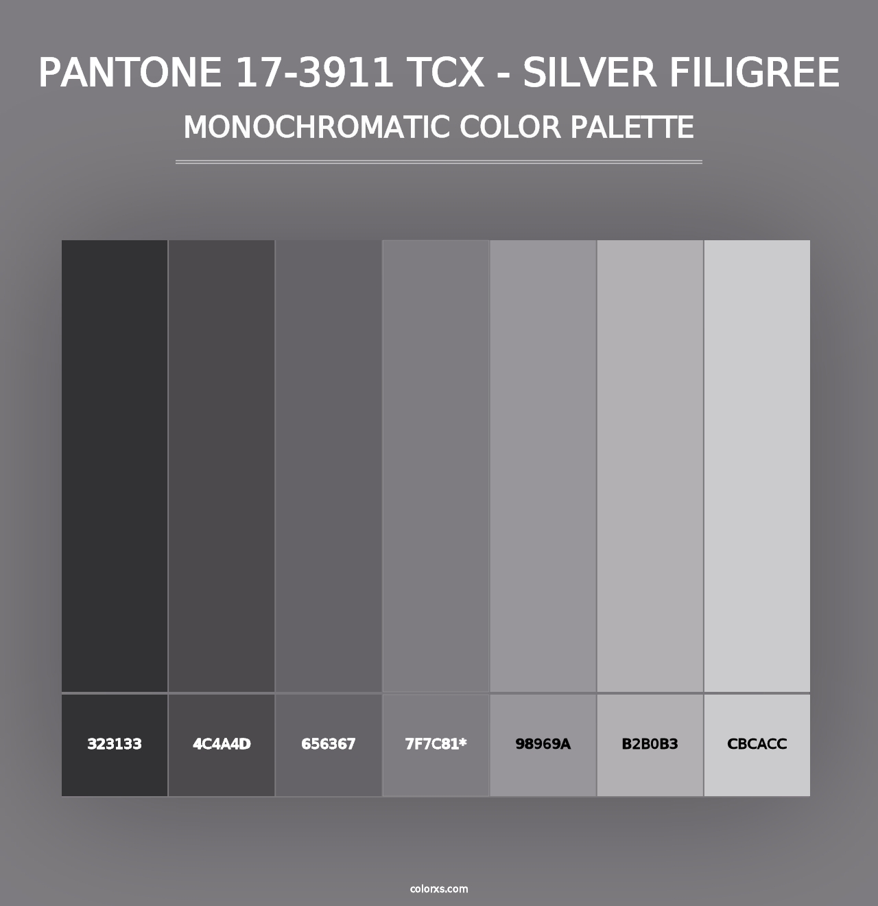 PANTONE 17-3911 TCX - Silver Filigree - Monochromatic Color Palette