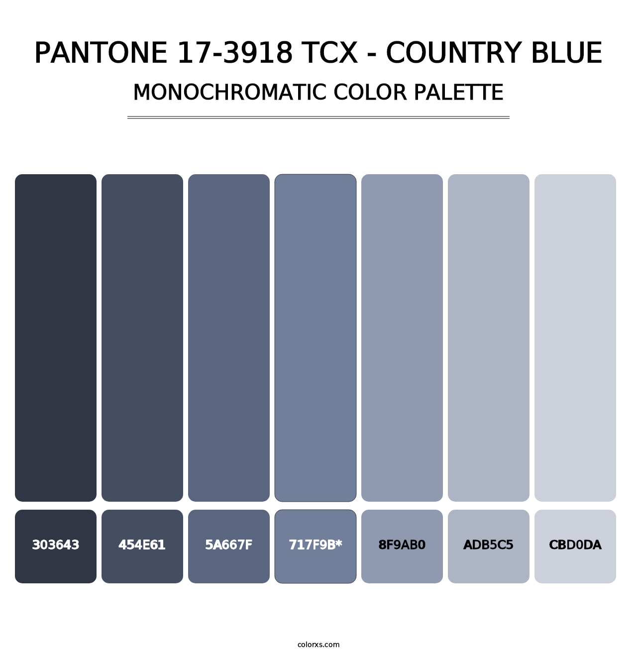 PANTONE 17-3918 TCX - Country Blue - Monochromatic Color Palette