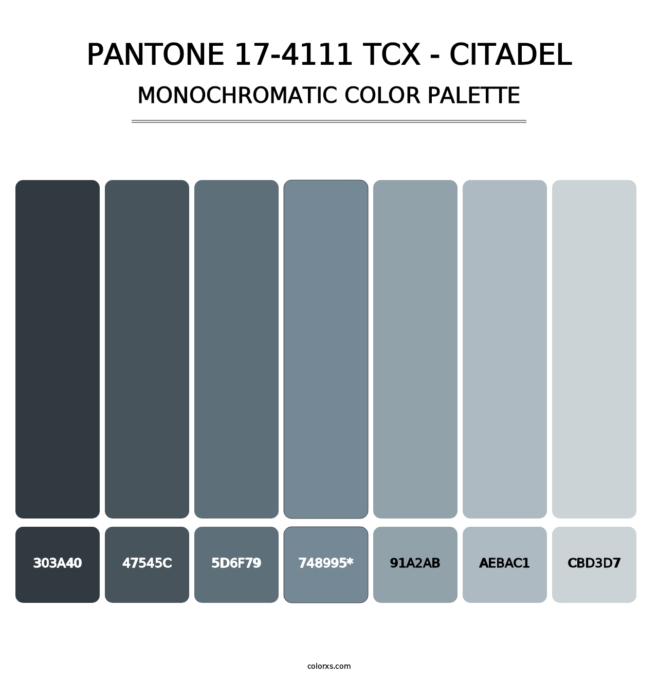 PANTONE 17-4111 TCX - Citadel - Monochromatic Color Palette