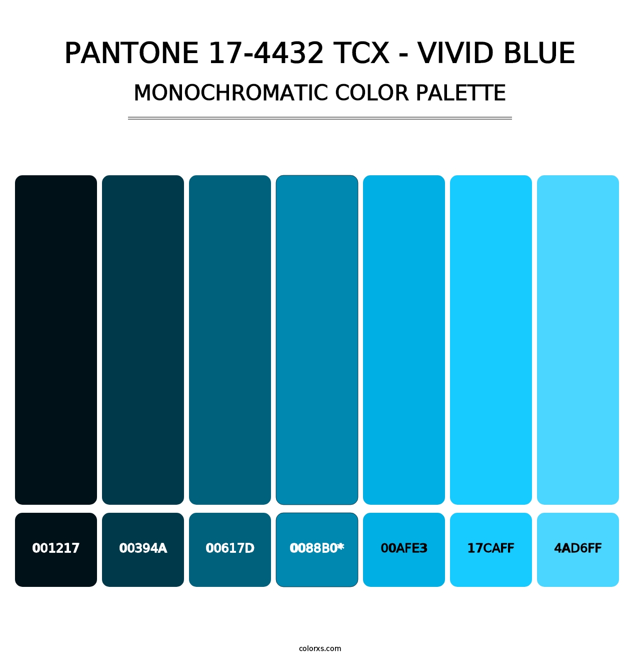 PANTONE 17-4432 TCX - Vivid Blue - Monochromatic Color Palette