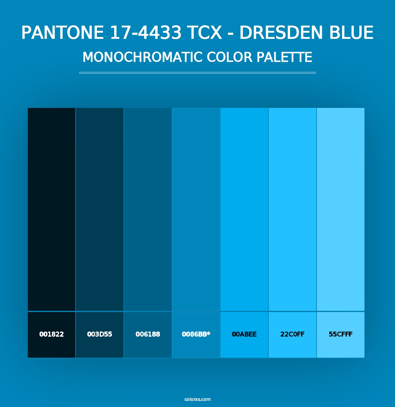 PANTONE 17-4433 TCX - Dresden Blue - Monochromatic Color Palette