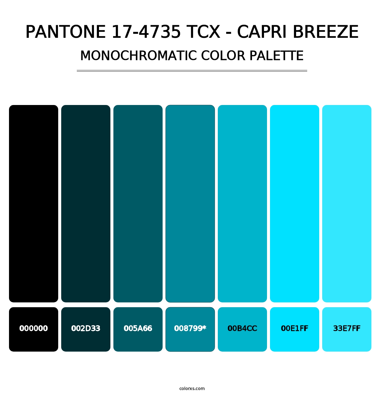 PANTONE 17-4735 TCX - Capri Breeze - Monochromatic Color Palette