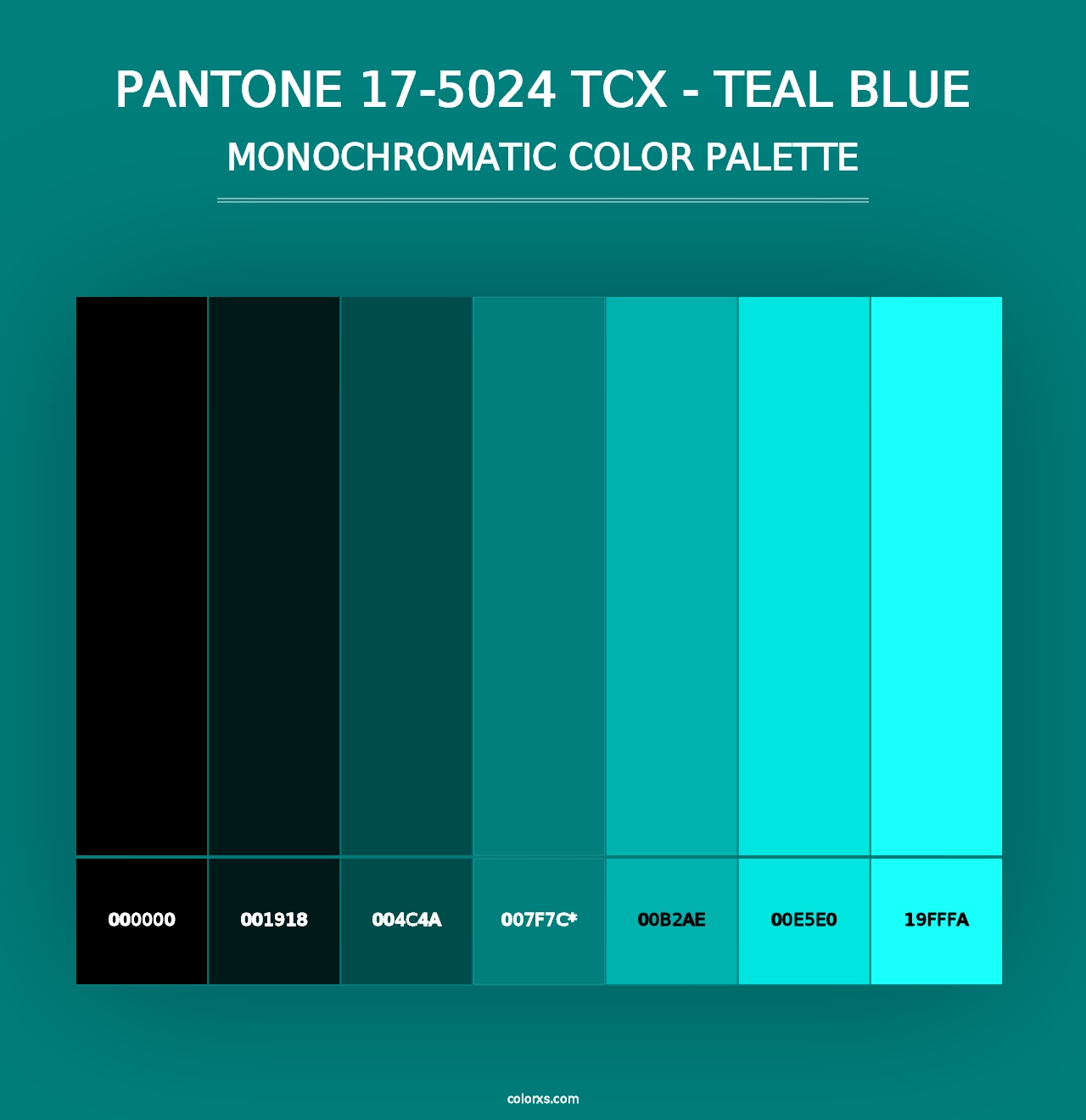 PANTONE 17-5024 TCX - Teal Blue - Monochromatic Color Palette