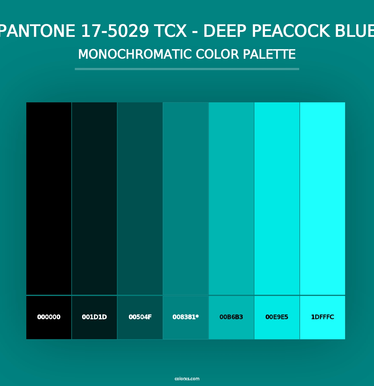 PANTONE 17-5029 TCX - Deep Peacock Blue - Monochromatic Color Palette