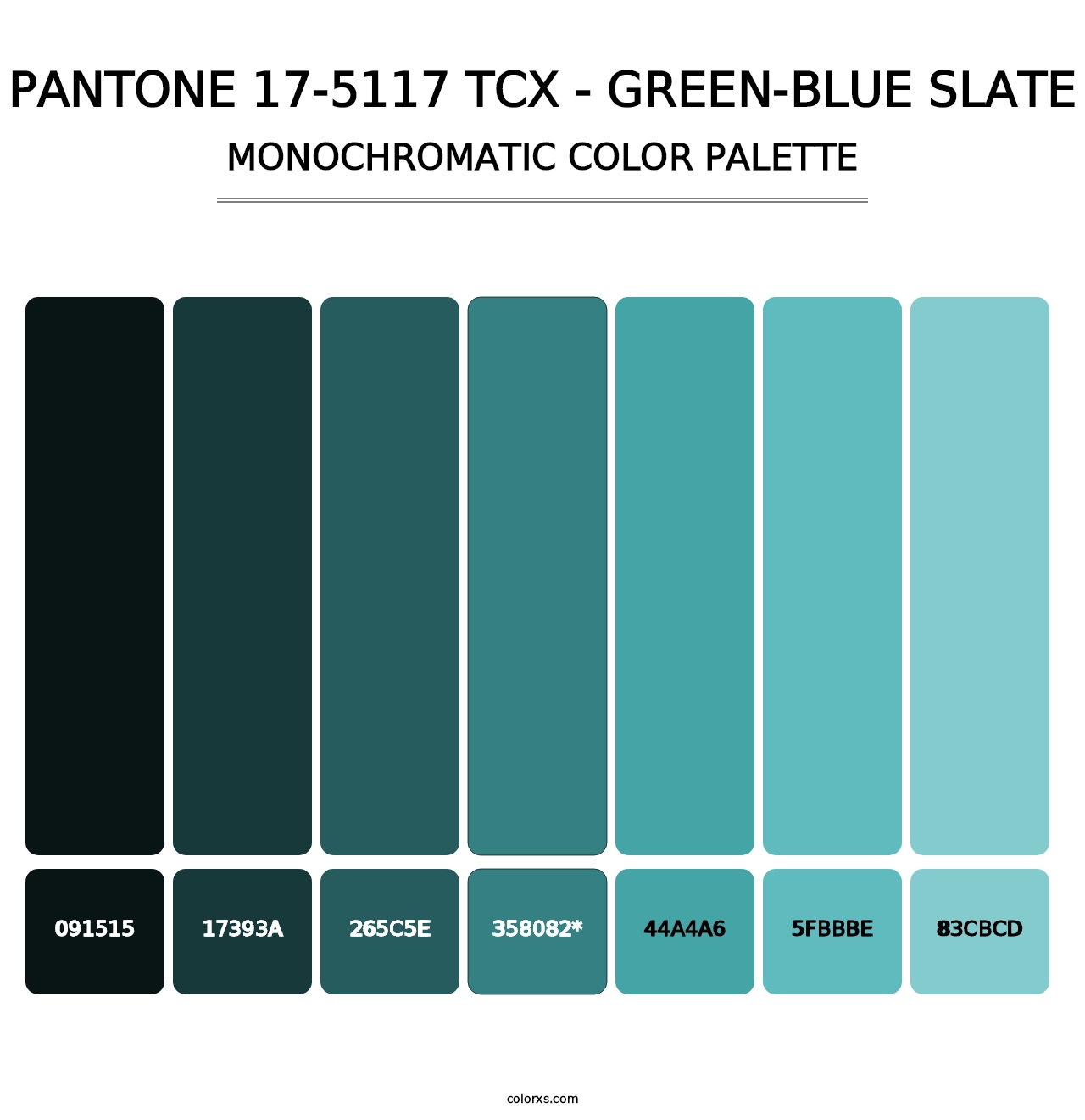 PANTONE 17-5117 TCX - Green-Blue Slate - Monochromatic Color Palette