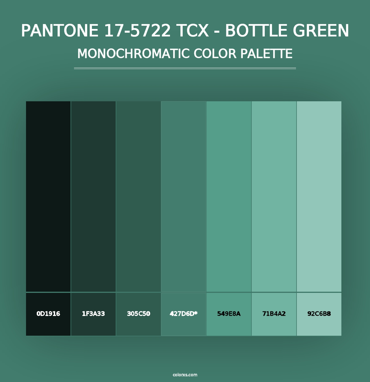 PANTONE 17-5722 TCX - Bottle Green - Monochromatic Color Palette