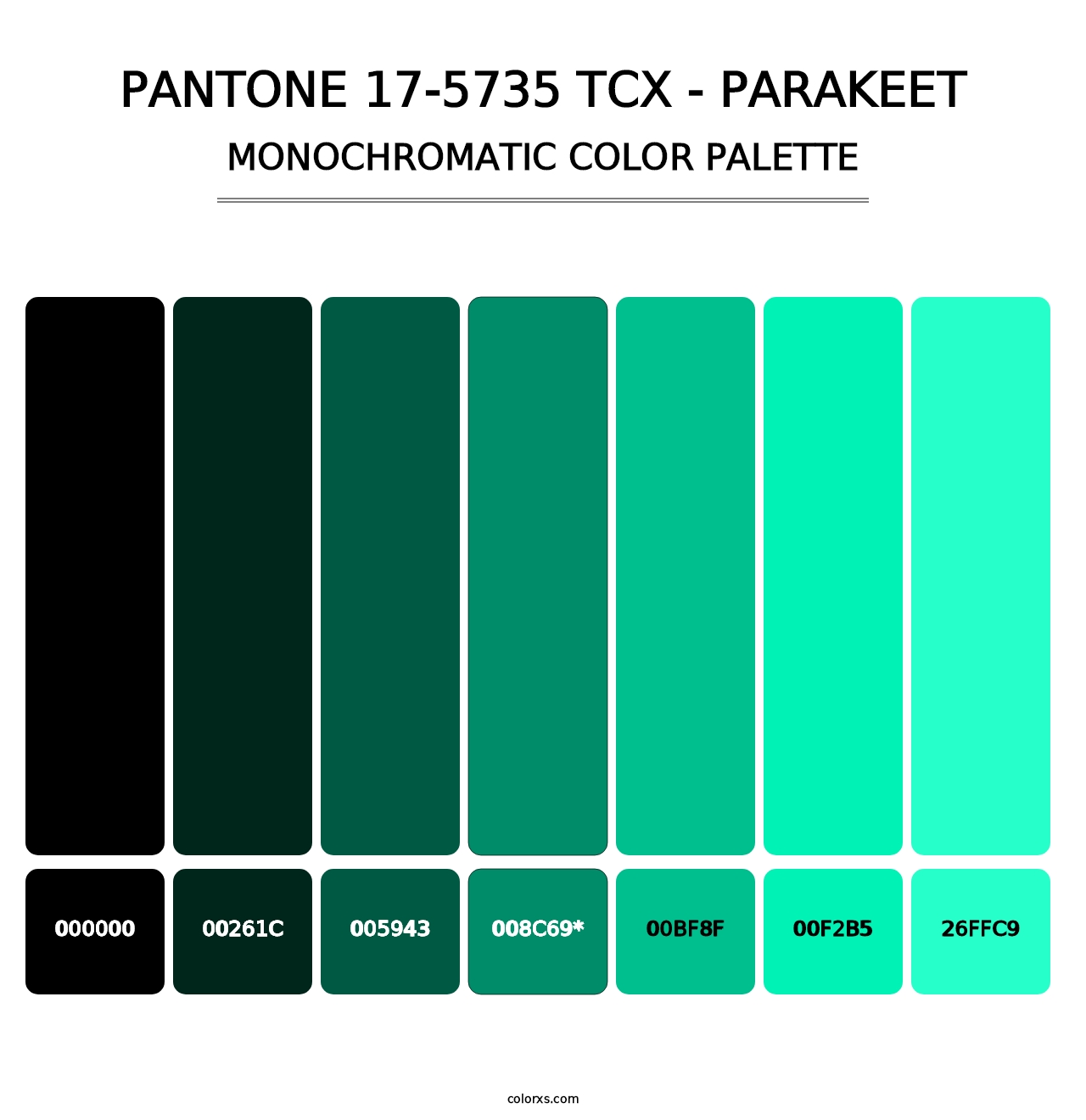 PANTONE 17-5735 TCX - Parakeet - Monochromatic Color Palette