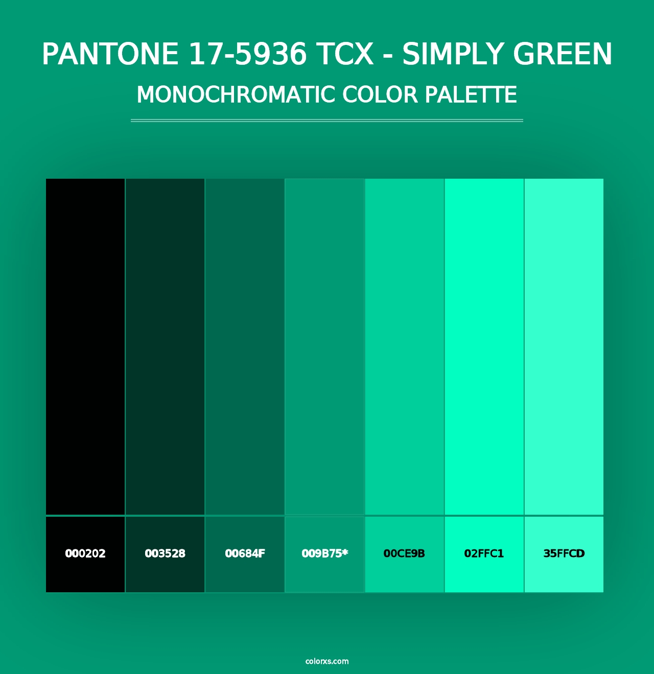 PANTONE 17-5936 TCX - Simply Green - Monochromatic Color Palette