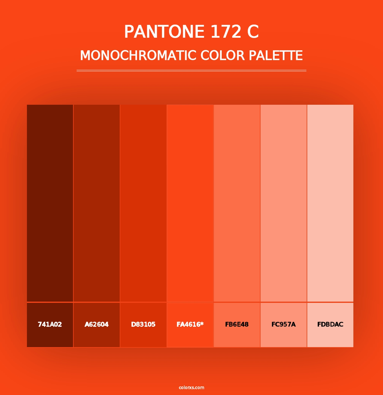 PANTONE 172 C - Monochromatic Color Palette