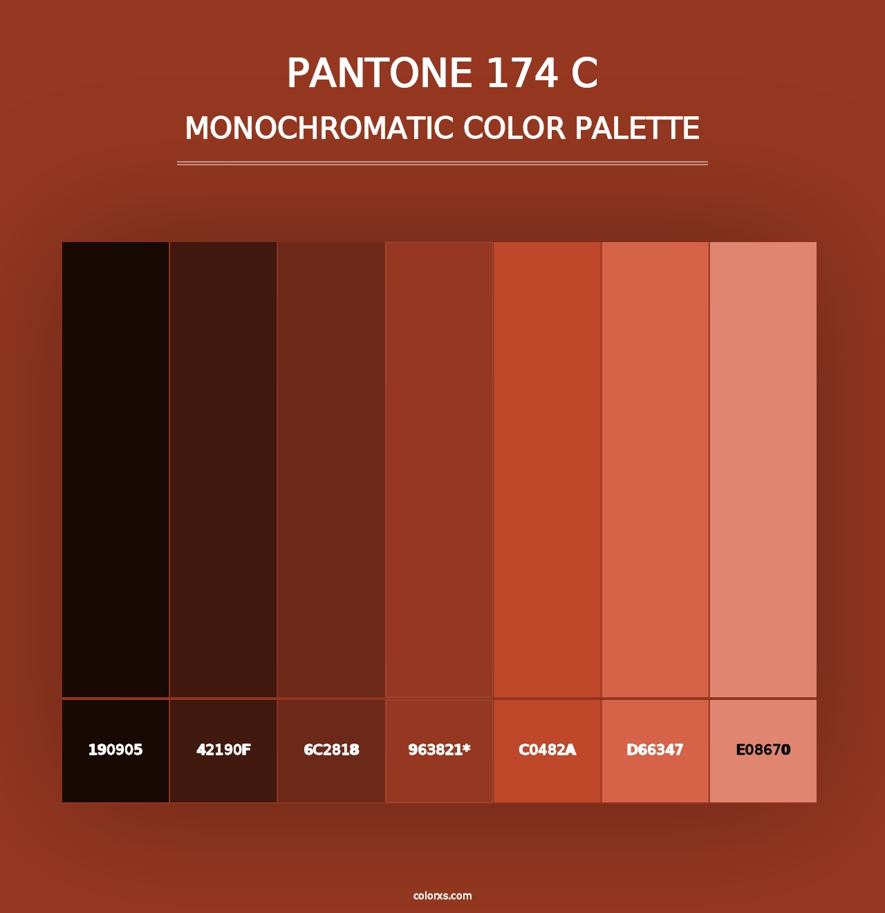 PANTONE 174 C - Monochromatic Color Palette