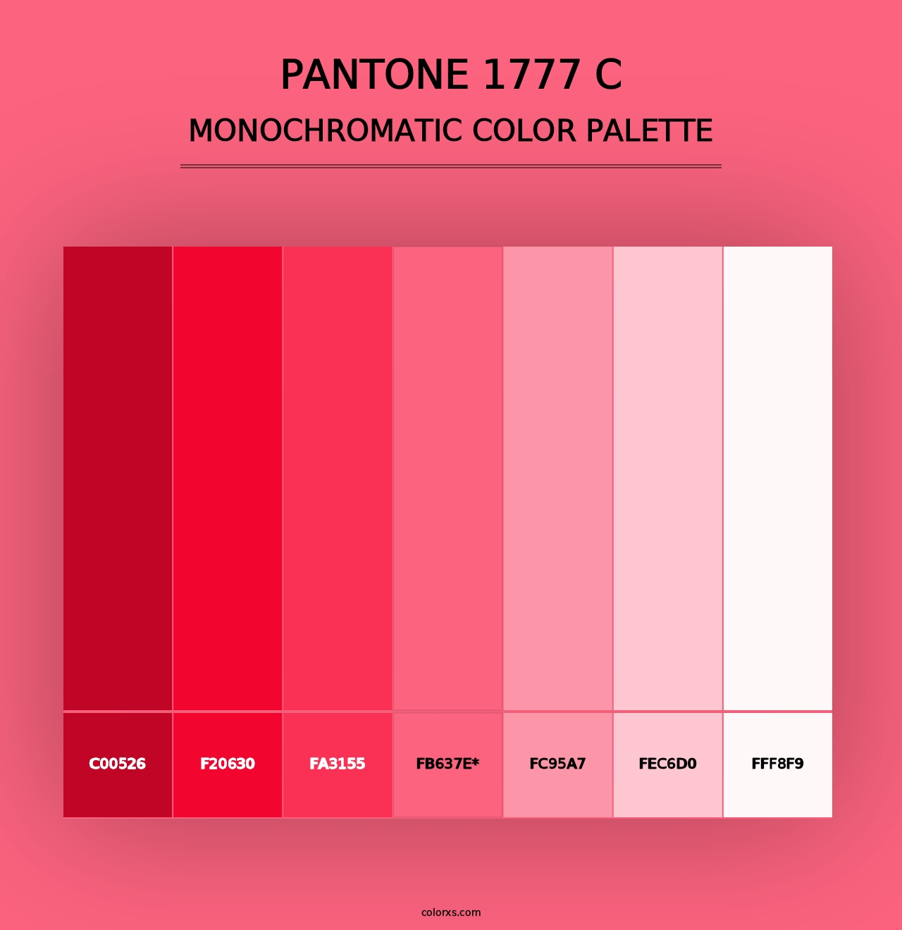 PANTONE 1777 C - Monochromatic Color Palette