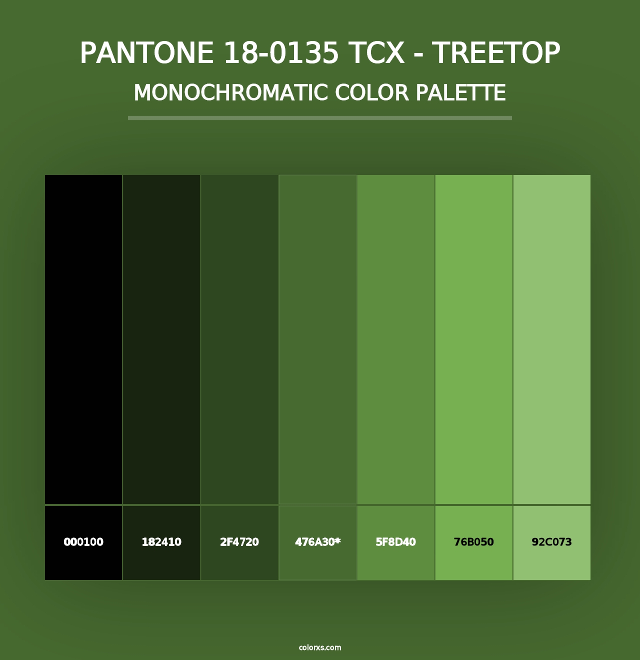 PANTONE 18-0135 TCX - Treetop - Monochromatic Color Palette