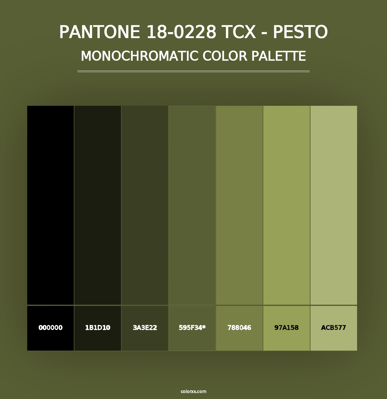 PANTONE 18-0228 TCX - Pesto - Monochromatic Color Palette