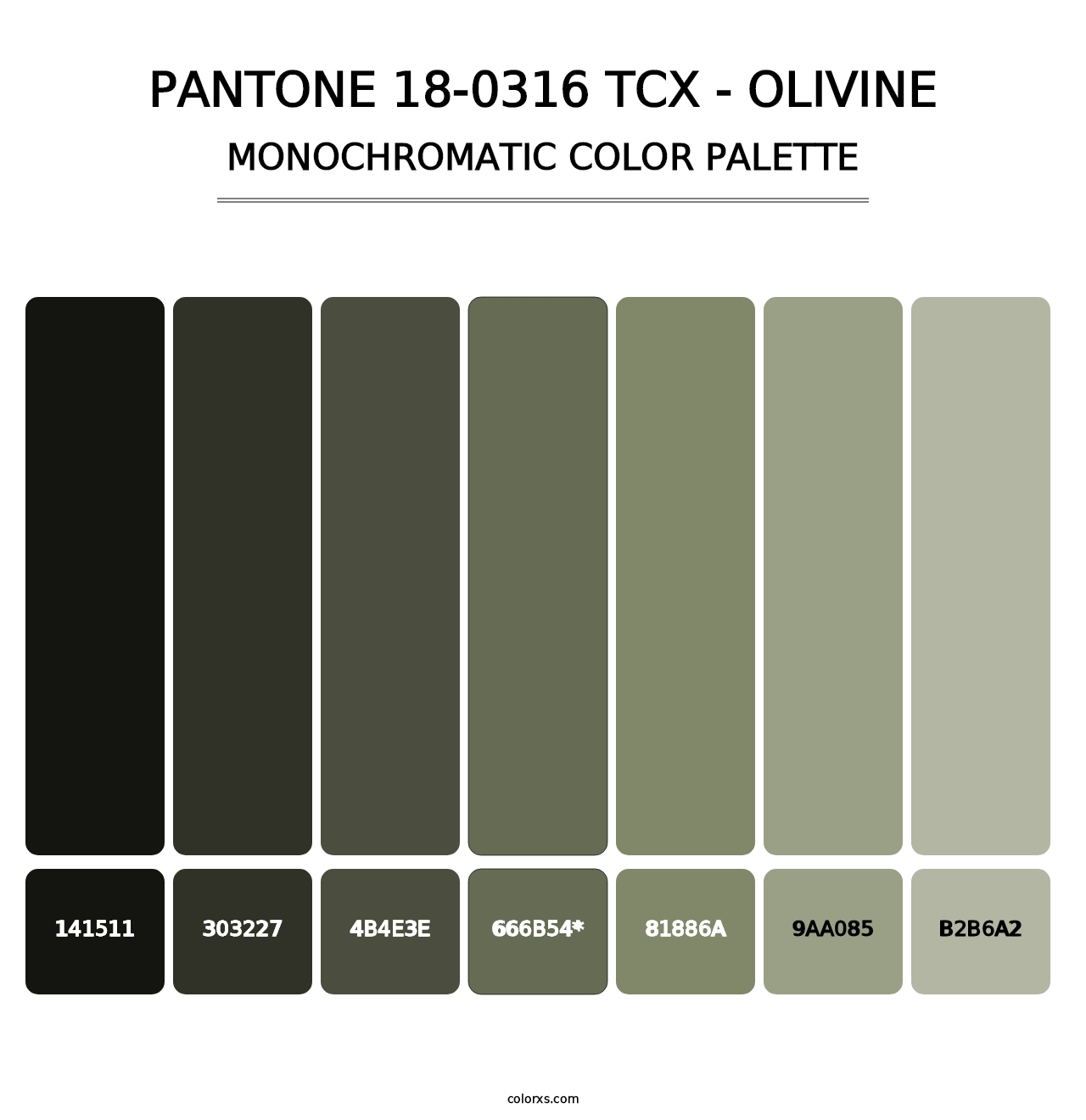 PANTONE 18-0316 TCX - Olivine - Monochromatic Color Palette