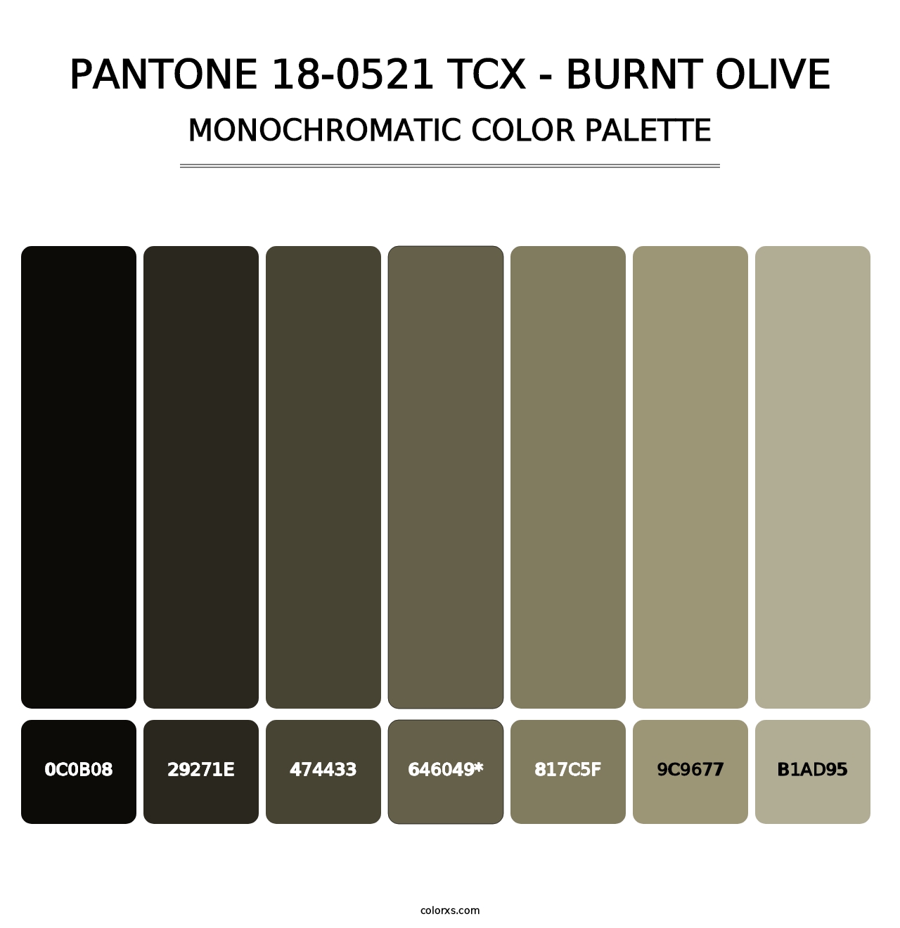 PANTONE 18-0521 TCX - Burnt Olive - Monochromatic Color Palette