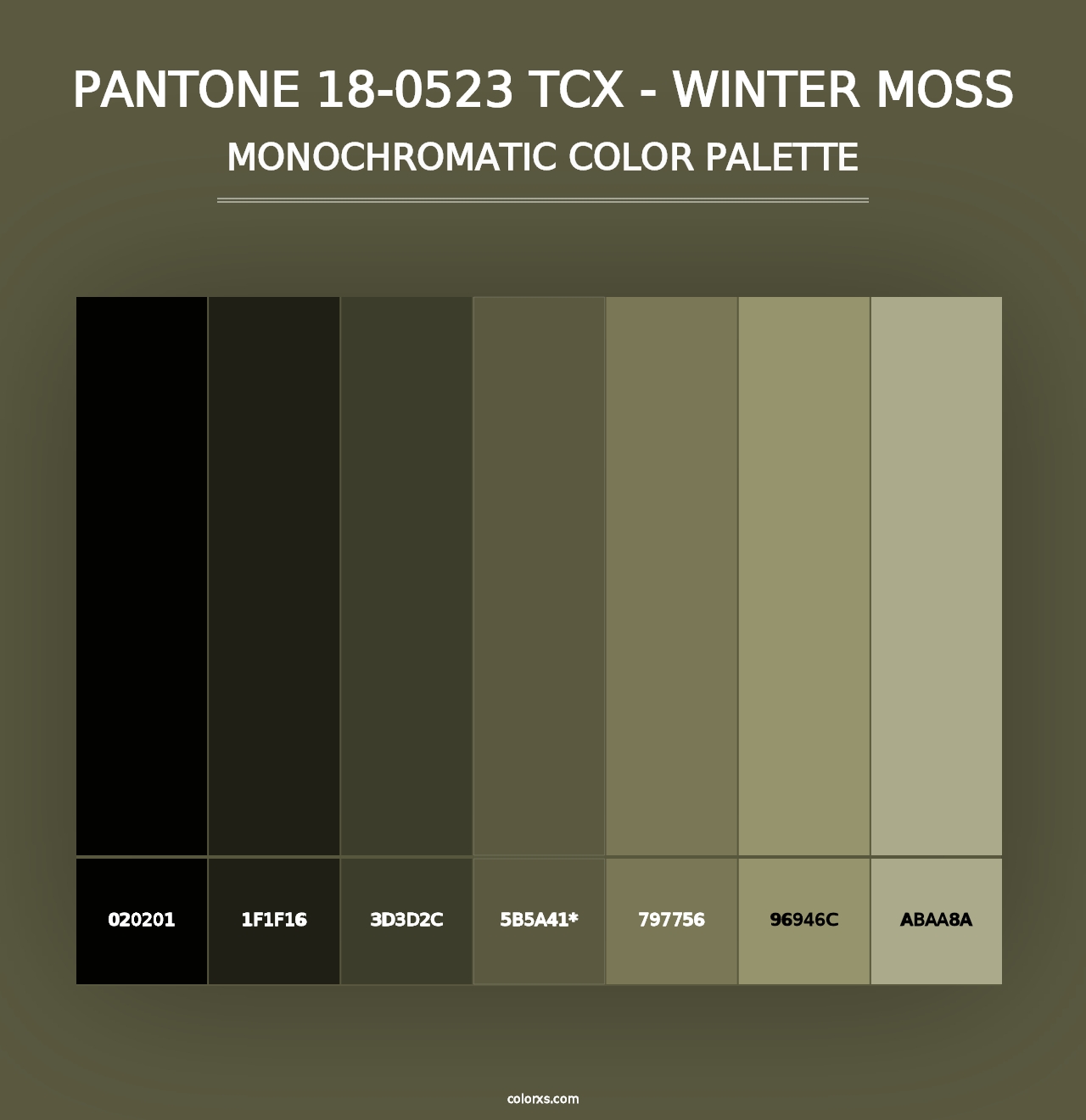 PANTONE 18-0523 TCX - Winter Moss - Monochromatic Color Palette