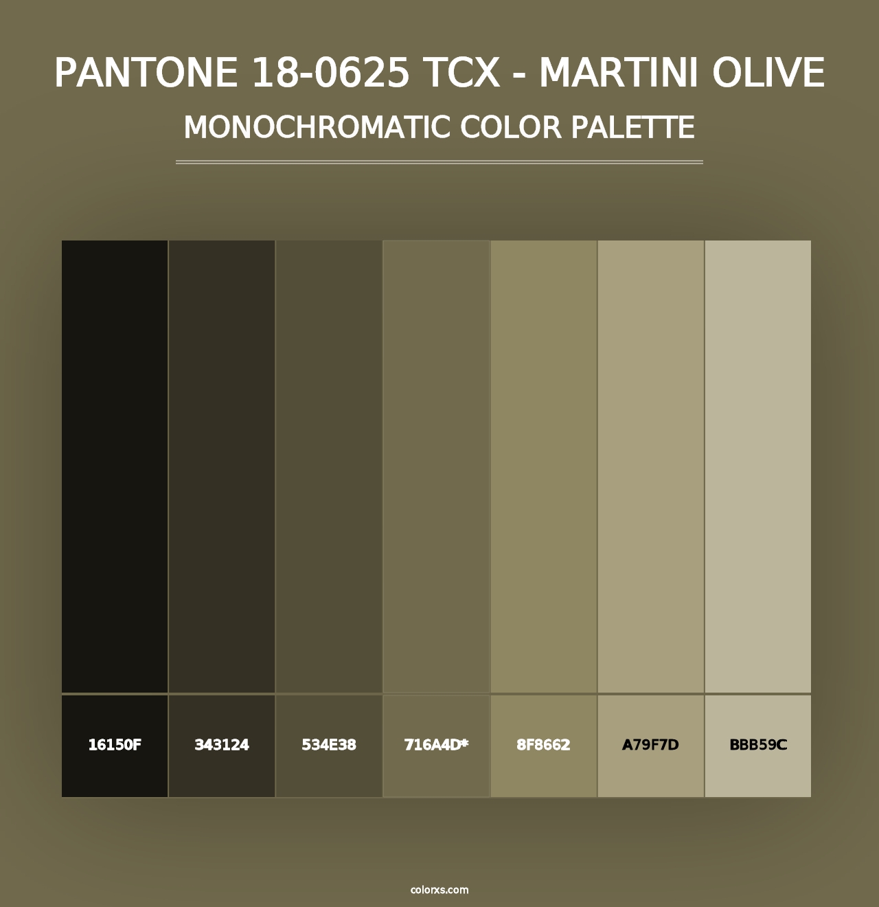 PANTONE 18-0625 TCX - Martini Olive - Monochromatic Color Palette