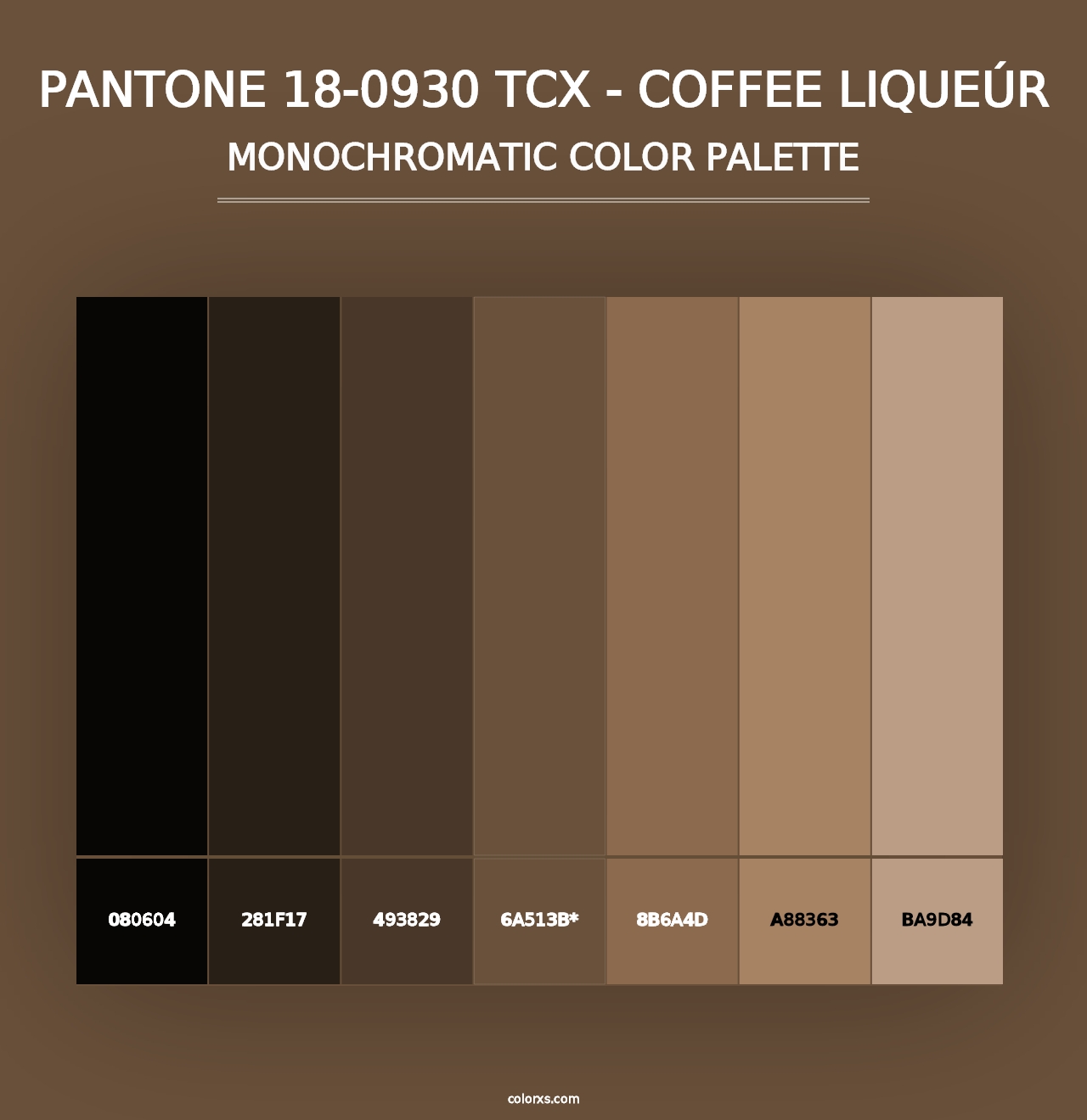 PANTONE 18-0930 TCX - Coffee Liqueúr - Monochromatic Color Palette