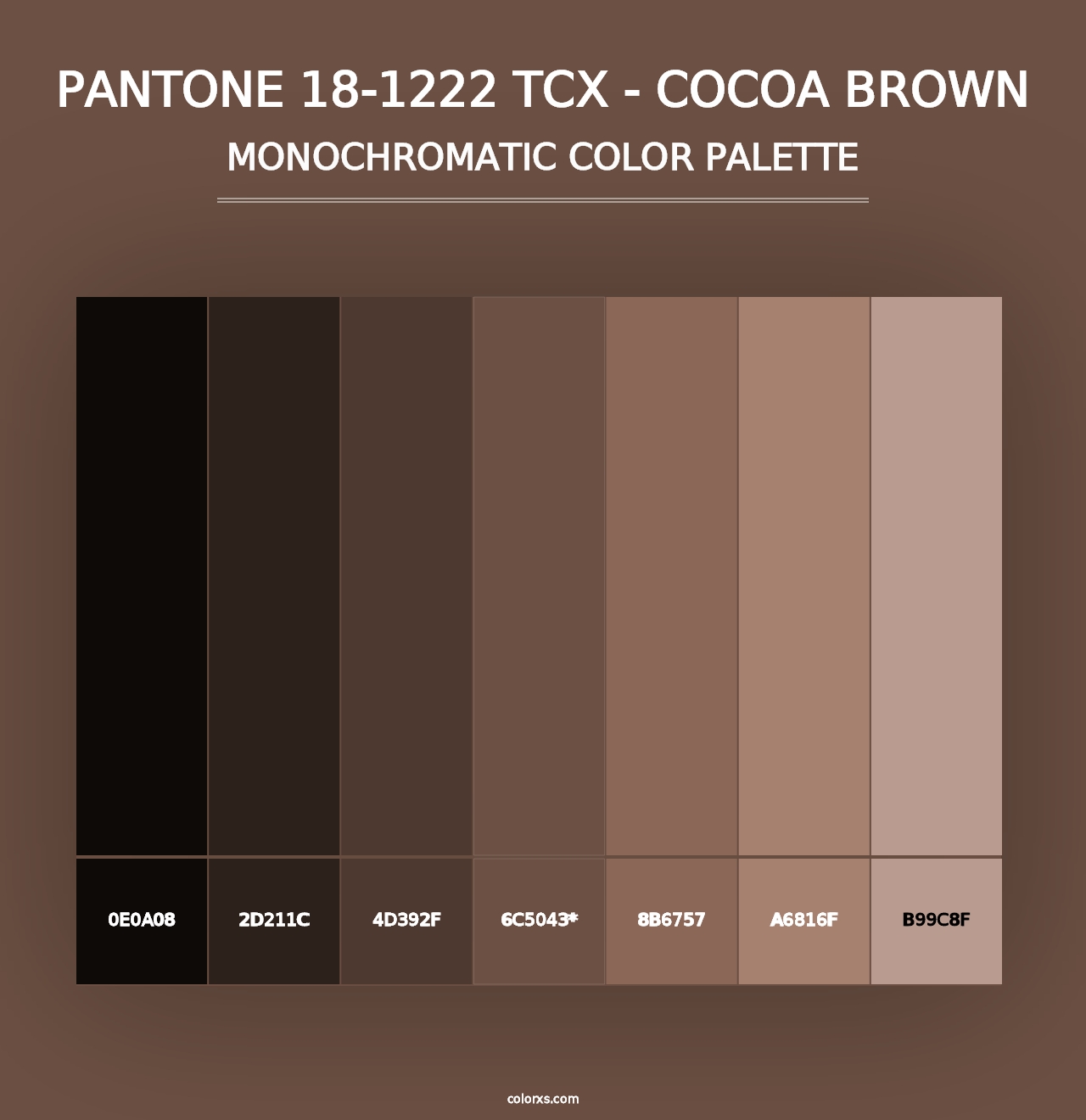 PANTONE 18-1222 TCX - Cocoa Brown - Monochromatic Color Palette