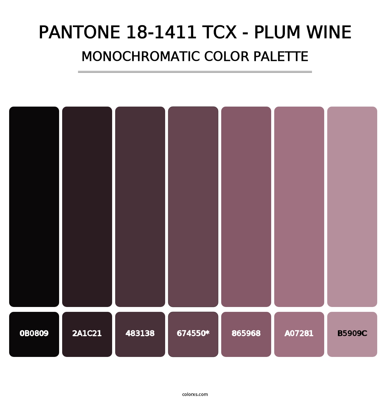 PANTONE 18-1411 TCX - Plum Wine - Monochromatic Color Palette