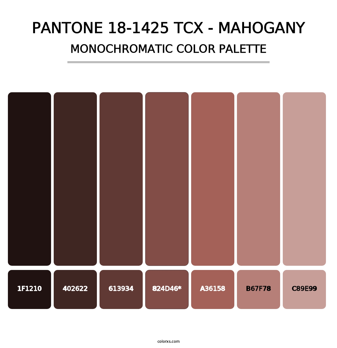 PANTONE 18-1425 TCX - Mahogany - Monochromatic Color Palette