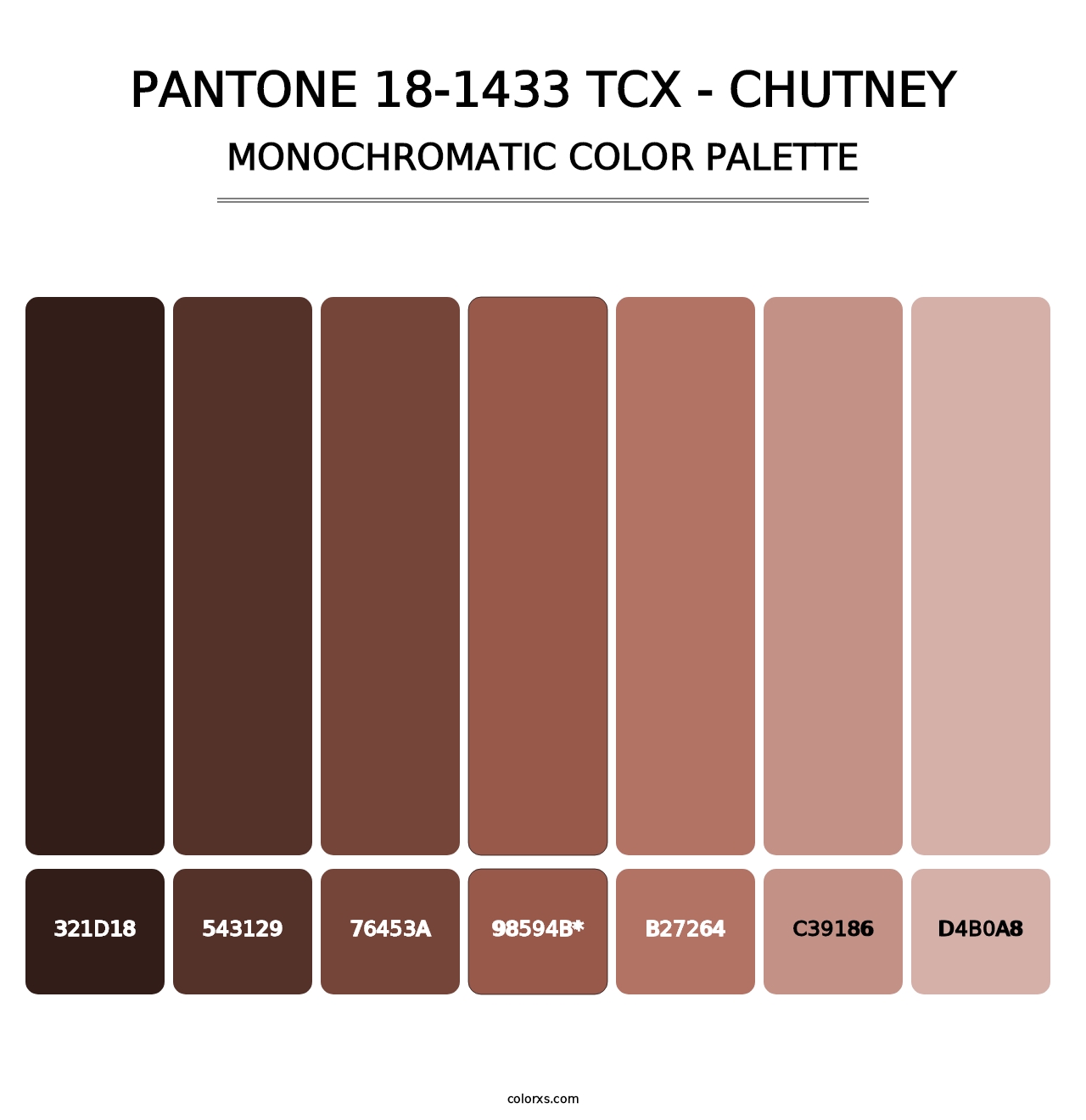 PANTONE 18-1433 TCX - Chutney - Monochromatic Color Palette