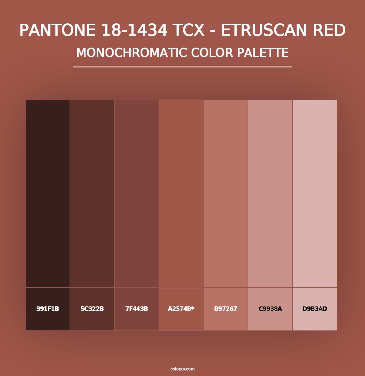 PANTONE 18-1434 TCX - Etruscan Red - Monochromatic Color Palette