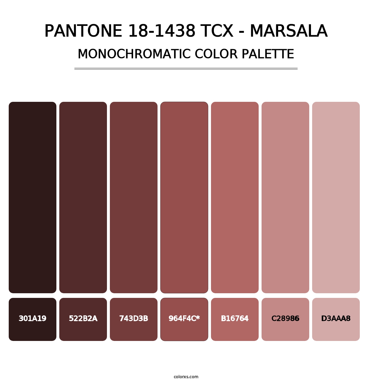 PANTONE 18-1438 TCX - Marsala - Monochromatic Color Palette