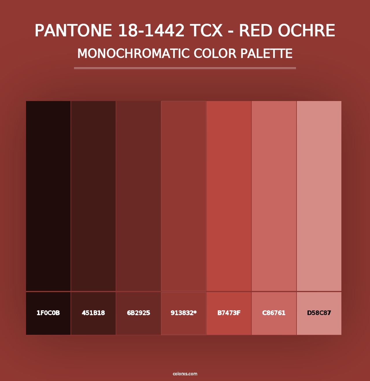 PANTONE 18-1442 TCX - Red Ochre - Monochromatic Color Palette