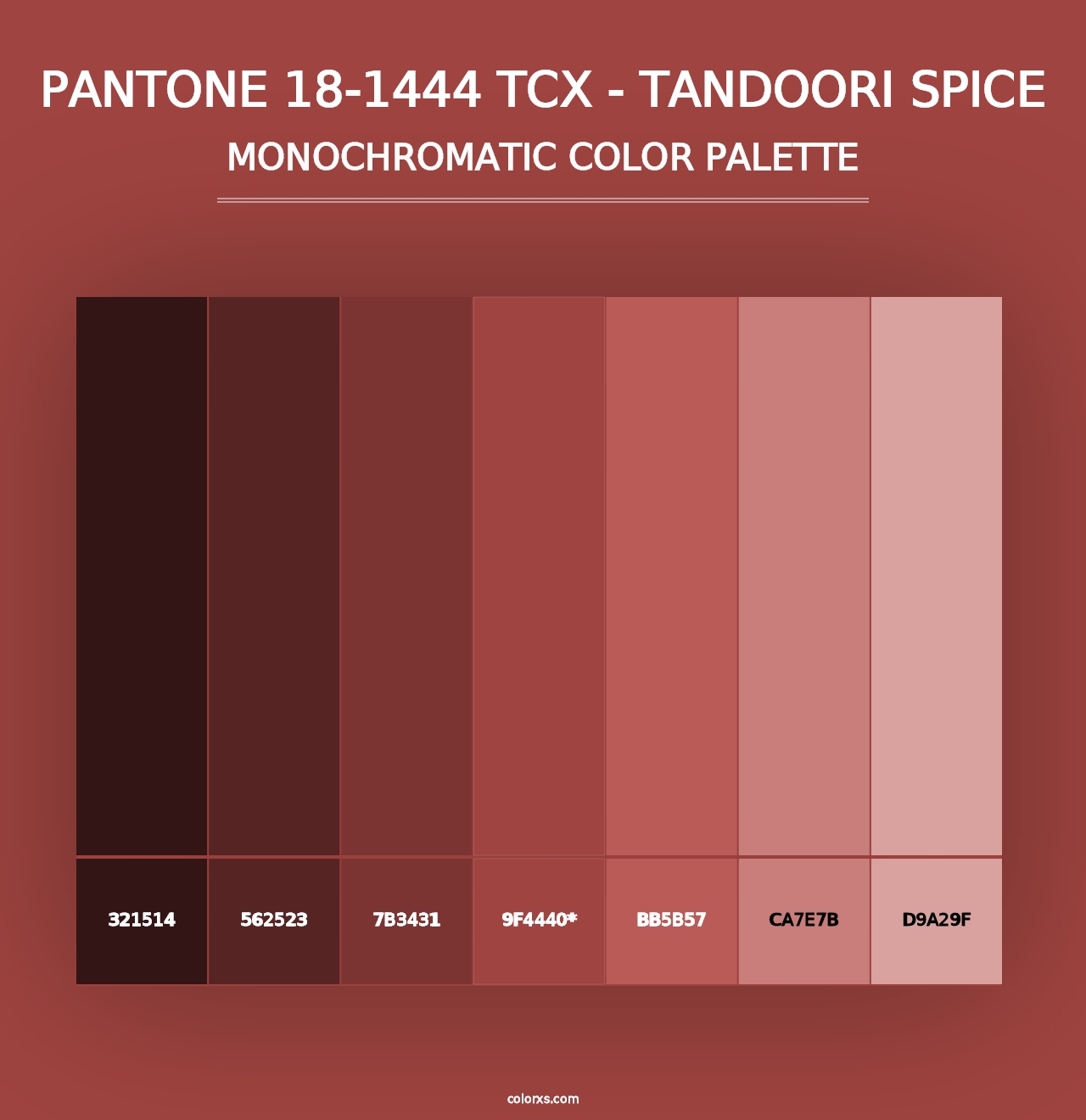 PANTONE 18-1444 TCX - Tandoori Spice - Monochromatic Color Palette